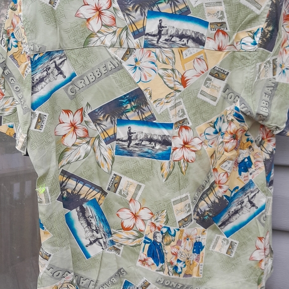 Caribbean Joe Womens M  Island Button Up Blouse  Short Sleeve - Picture 7 of 7